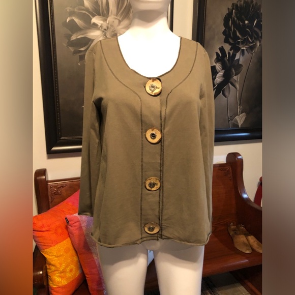 Stylish Olive Button-Up Jacket by Neon Buddha - Picture 5 of 9